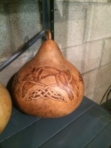 gourd with celtic fox design